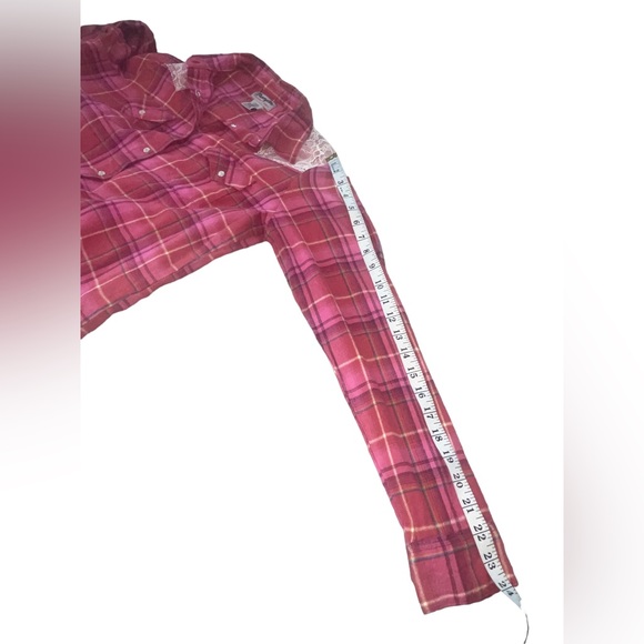 Wrangler Wrancher Pink Plaid Pearl Snap Button Down Long Sleeve Size Large - Picture 11 of 11